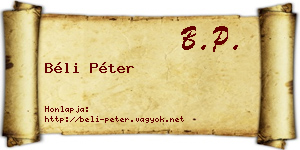 Béli Péter névjegykártya